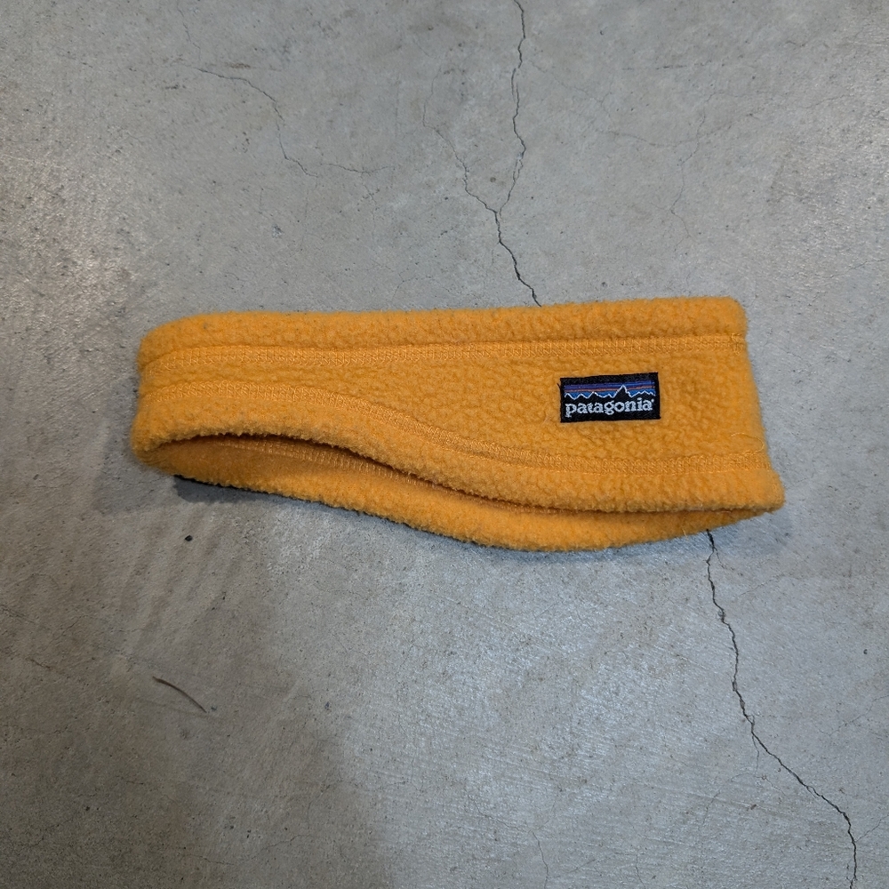 Patagonia Orange Fleece Headband with Logo Patch